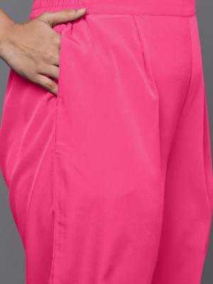 Pink color beautiful plus size kurta set for ceremonial wear 4