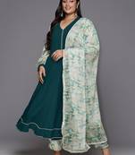 Green color beautiful plus size kurta set for ceremonial wear