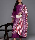 Purple color beautiful plus size kurta set for ceremonial wear