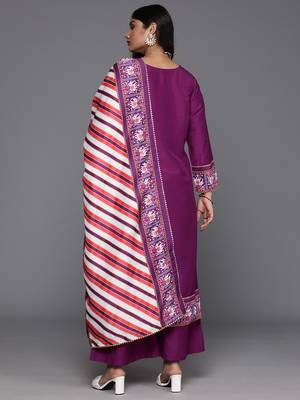 Purple color beautiful plus size kurta set for ceremonial wear 2