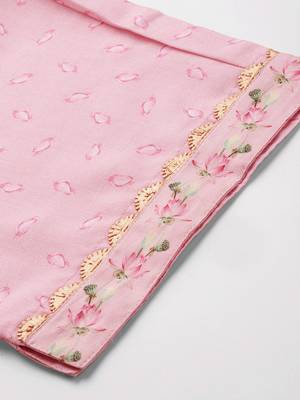 Pink color cotton blend fabric designer big size readymade partywear kurta set 5