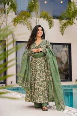 Pista color mal cotton partywear long suit for graceful ethnic looks 1