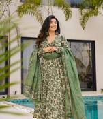 Pista color mal cotton designer partywear long suit for graceful ethnic looks