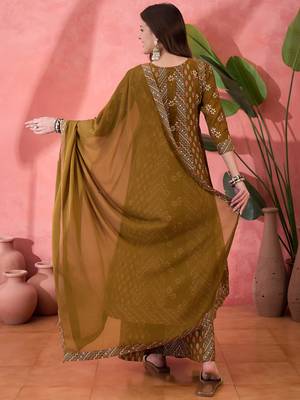 Brown color roman silk beautiful ceremonial wear readymade palazzo dress 2
