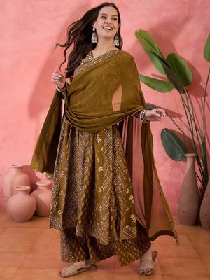 Brown color roman silk beautiful ceremonial wear readymade palazzo dress 5