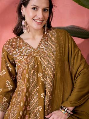 Brown color roman silk beautiful ceremonial wear readymade palazzo dress 3