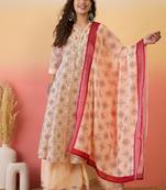 Peach color khadi silk fabric beautiful ceremonial wear readymade palazzo dress