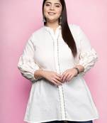 White color beautiful printed plus size kurta for casual wear
