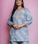 Grey color beautiful printed plus size kurta for casual wear