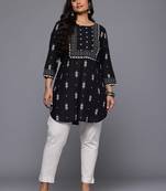 Black color beautiful printed plus size kurta for casual wear