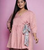 Pink color beautiful printed plus size kurta for casual wear