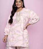 Pink color beautiful printed plus size kurta for casual wear