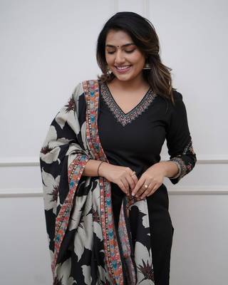 Black color viscosee silk and festive wear readymade kurta set 2