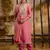 Peach color embroidery work silk blend fabic readymade suit with dupatta