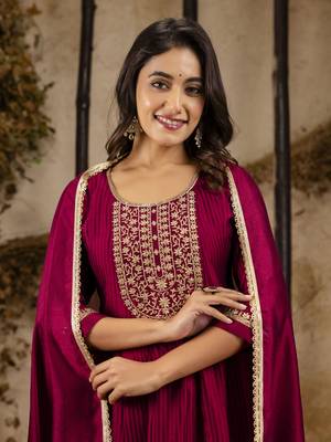Heavy partywear silk blend maroon color kurta set for ceremonial wear 3