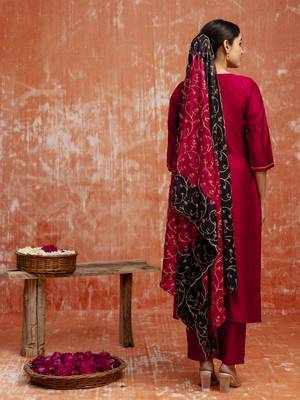 Heavy partywear viscose rayon   maroon color kurta set for ceremonial wear 2