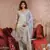 Grey color organza fabric embroidery work ethnic partywear kurta set