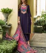 Blue color vichitra silk fabric beautiful ceremonial partywear salwar suit