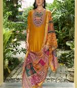 Yellow color vichitra silk fabric beautiful ceremonial partywear salwar suit