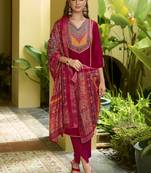Pink color vichitra silk fabric beautiful ceremonial partywear salwar suit