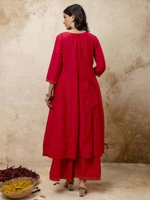 Pink color silk blend embroidery partywear palazzo dress 2