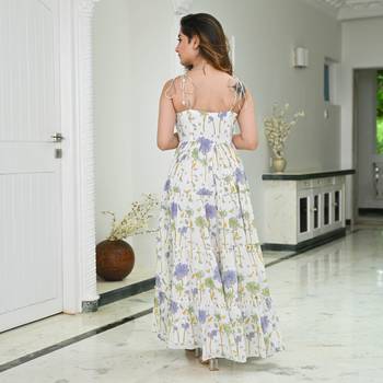 White color rayon fabric beautiful printed partywear long kurta 2