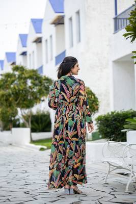 Black color rayon fabric designer printed ceremonial long kurta 2