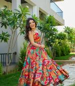 Multy color rayon fabric designer printed ceremonial long kurta