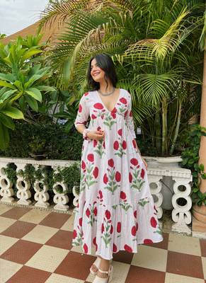 White color rayon fabric designer printed ceremonial long kurta 1