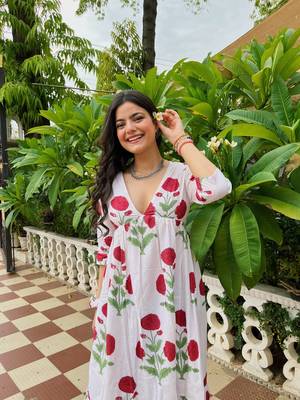 White color rayon fabric designer printed ceremonial long kurta 3