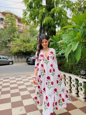White color rayon fabric designer printed ceremonial long kurta 4