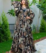 Black color rayon fabric designer printed ceremonial long kurta