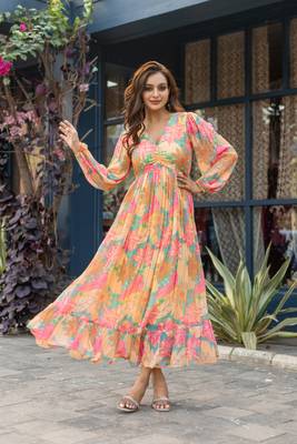 Multy color rayon fabric designer printed ceremonial long kurta 1