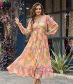 Multy color rayon fabric designer printed ceremonial long kurta