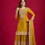 Mustard color heavy sequins work chinon fabric wedding wear sharara dress