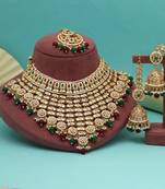 Traditional maroon & green color kundan necklace set