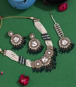 Cool turquoise blue color kundan necklace set