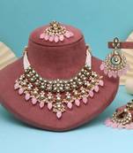 Soft blush pink color kundan necklace set
