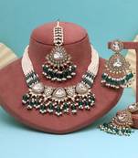 Oceanic turquoise blue color kundan necklace set