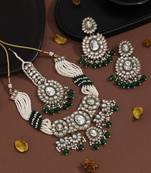 Leafy green color kundan necklace set