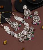 Festival vibe multi color kundan necklace set