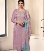 Lavendar Embroidered silk salwar suit