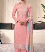 peach Embroidered silk salwar suit
