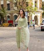 Women Embroidered Regular Work  Pure Cotton Kurta Set with Dupatta