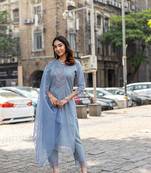 Women Embroidered Regular Work  Pure Cotton Kurta Set with Dupatta