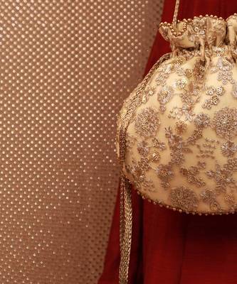 Ada embroidered potli - gold 4