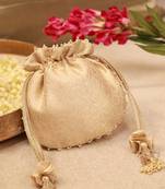 Ivana embroidered brocade potli - ivory