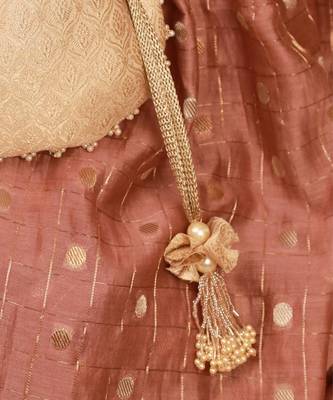 Ivana embroidered brocade potli - ivory 2