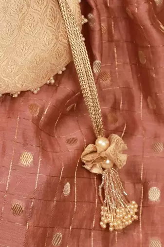 Ivana embroidered brocade potli - ivory