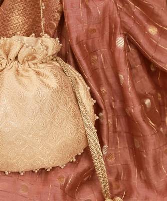 Ivana embroidered brocade potli - ivory 4